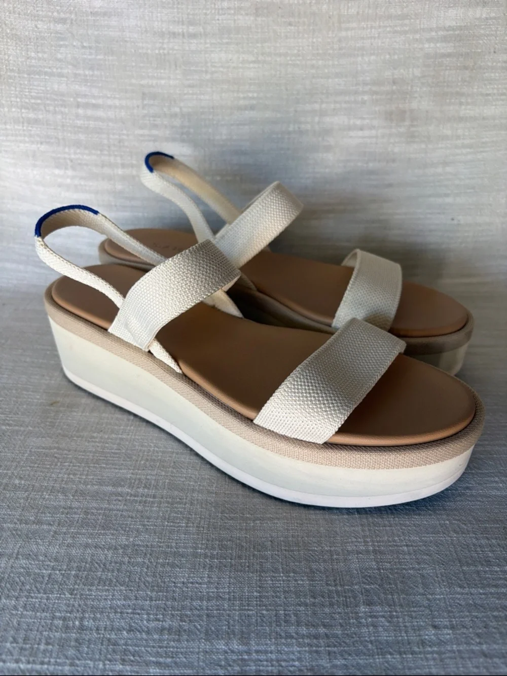Rothy's Cream Platform Slingback Sandals